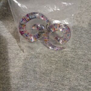 Body Jewelry 0G Clear Lucite Pink‎ Purple Blue Swirl